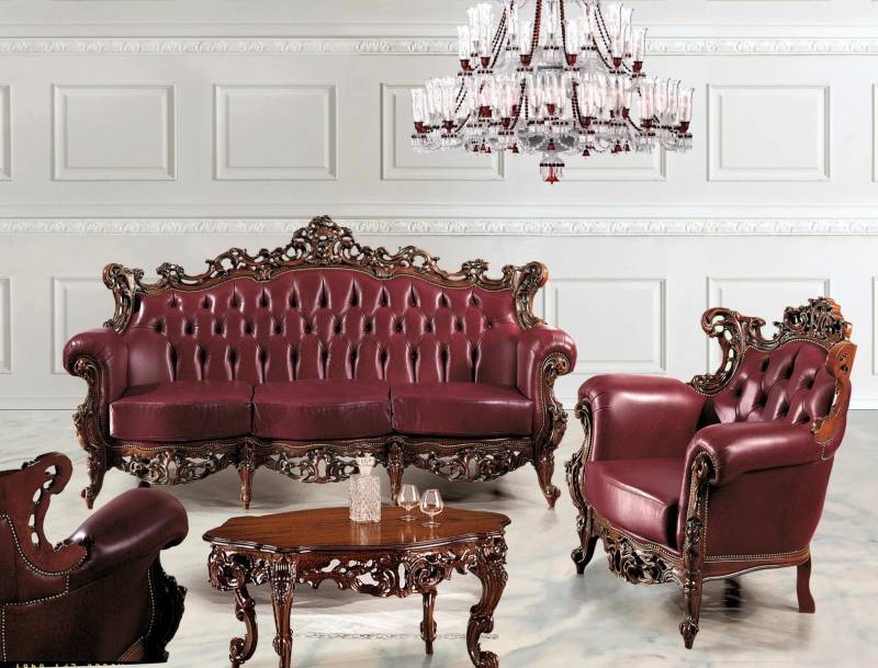 Luxus Möbel Sofagarnitur Couch Sofa Polster 3 + 1 Sitzer Couchtisch Holz 3tlg. von JV Möbel