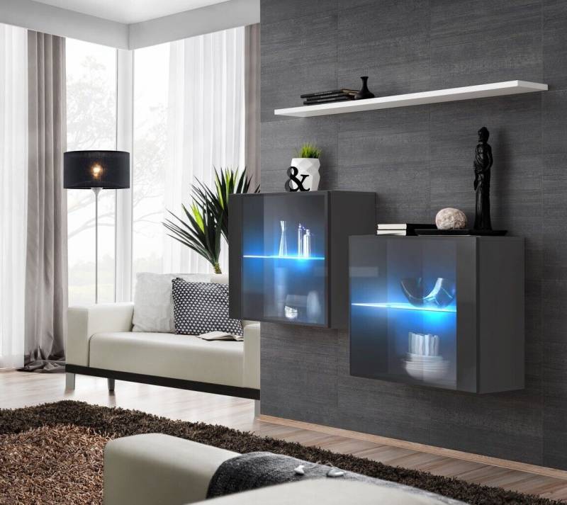 Luxus Möbel Wohnzimmer Komplett Wohnwand Holz Einrichtung Wandschrank Wand Regal von JV Möbel