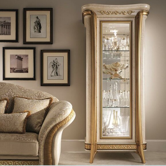Luxus Schaufenster Vitrine Glas Schrank Klassisch Stil Möbel Regal ITALY NEU von JV Möbel