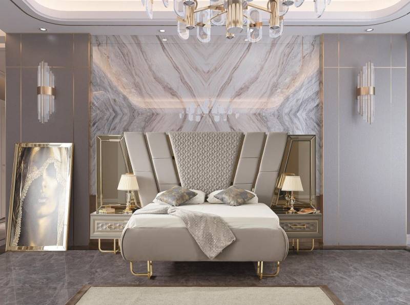 Luxus Schlafzimmer Nachttisch Betten Bett 3tlg. Komplett Set Design Einrichtung von JV Möbel