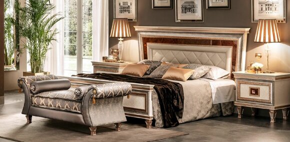 Luxus Schlafzimmer Set 4tlg. Bett + 2x Nachttisch + Chaiselongue Design Liege Luxus Schlafzimmer Set 4tlg. Bett + 2x Nachttisch + Chaiselongue Design Liege von JV Möbel
