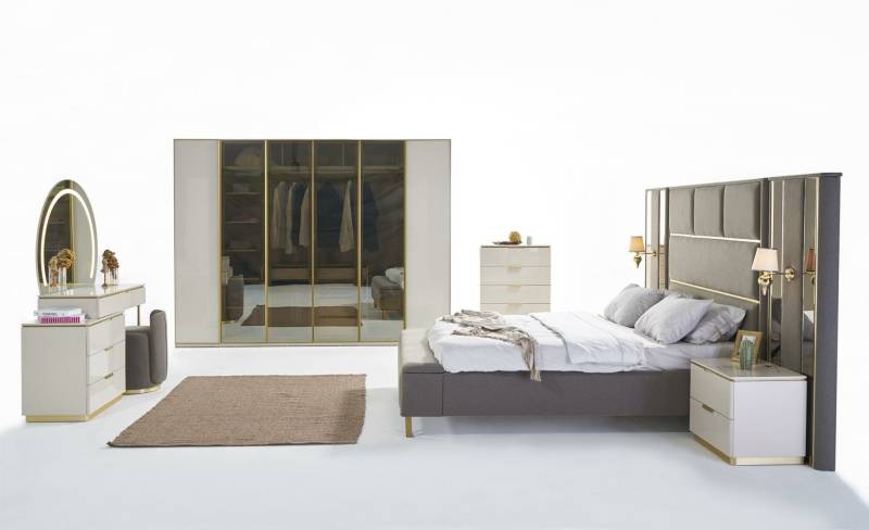 Luxus Schlafzimmer Set Bett Nachttisch Kommode Spiegel Kleiderschrank 7tlg Möbel von JV Möbel