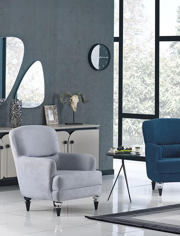 Luxus Sessel Grau Polstermöbel Modern Design Polstersessel Wohnzimmer von JV Möbel