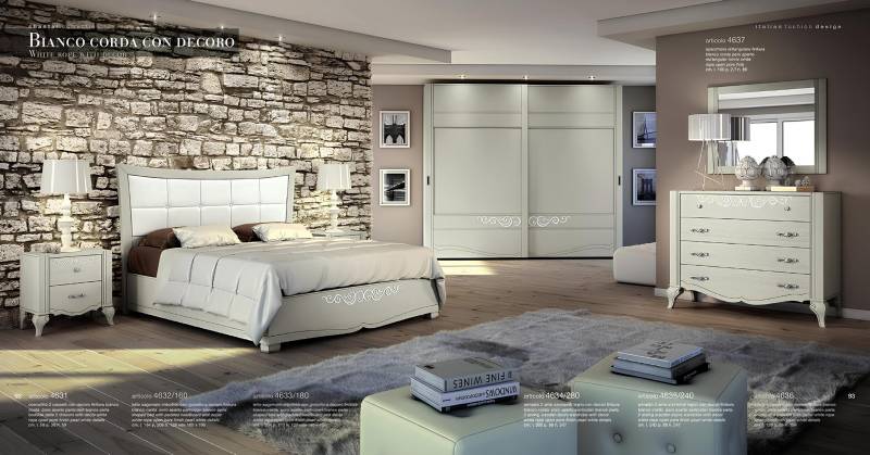 Luxus Set 6tlg Schlafzimmer Bett Nachttisch Kleiderschrank Kommode Spiegel Holz von JV Möbel