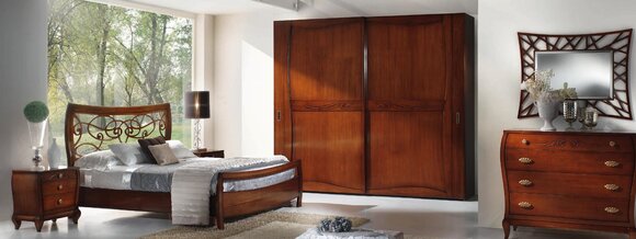 Luxus Set Schlafzimmer Bett Nachttisch Kleiderschrank Kommode Spiegel Neu 6tlg von JV Möbel