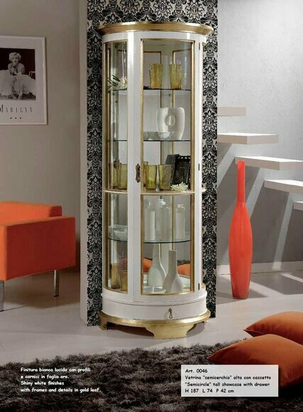 Luxus Single Vitrine Weiß Schrank Eintüriger Glasschrank Holz Möbel Schränke Neu von JV Moebel