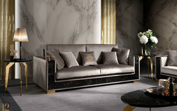 Luxus Sofa 3 Sitzer Modern Design Polster Textil Sofas Sitz Italienische Möbel von JV Möbel