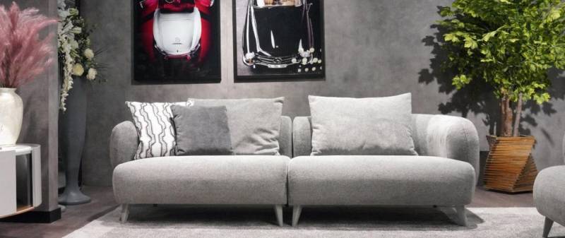 Luxus Sofa 3 - sitzer Design Grau farbe weiche Sofa Polster Textil Big xxl von JV Möbel