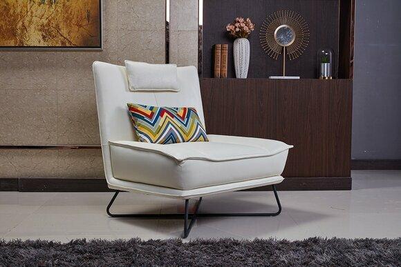 Luxus Stuhl Polster Cocktail Relax Lounge Club Stühle Möbel Design Sessel Weiß von JV Moebel