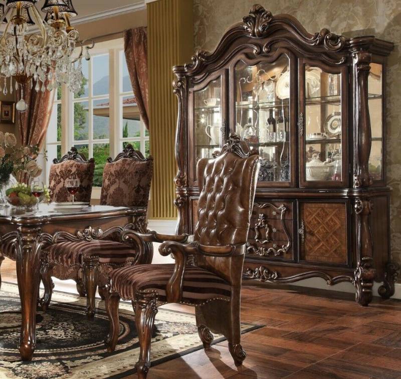 Luxus Vitrine Vitrinen Schrank Holz Eckschrank Eckvitrine Glas Neu Barock von JV Möbel