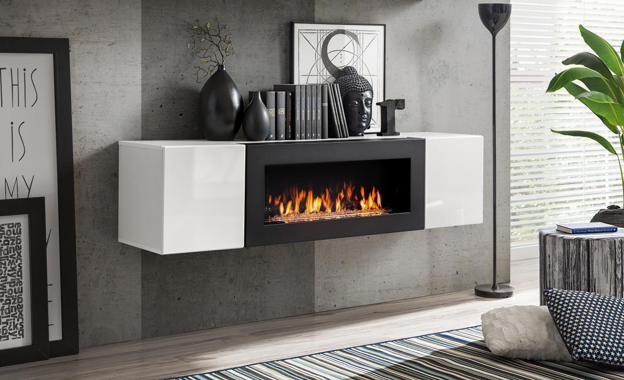 Luxus Wandschrank mit Kamin Wohnzimmermöbel Hänge Schrank Designer Luxus Wandschrank mit Kamin Wohnzimmermöbel Hänge Schrank Designer von JV Möbel