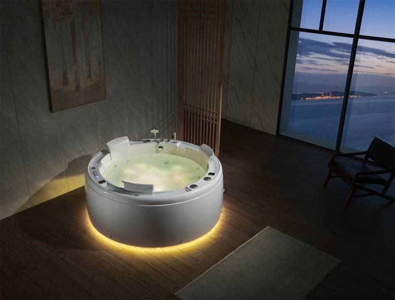 Luxus Whirlpool Badewanne Runde Wanne Licht Wasserfall LED-Beleuchtung von JV Möbel