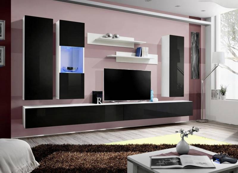 Luxus Wohnwand Komplett Set Wohnzimmer Holzmöbel Designer Wandschrank von JV Möbel