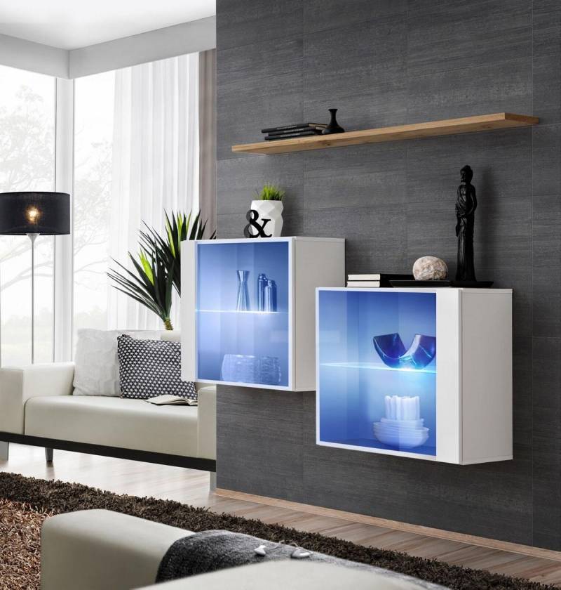 Luxus Wohnwand Möbel Einrichtung Set Holz Möbel Moderne Wohnzimmermöbel von JV Möbel