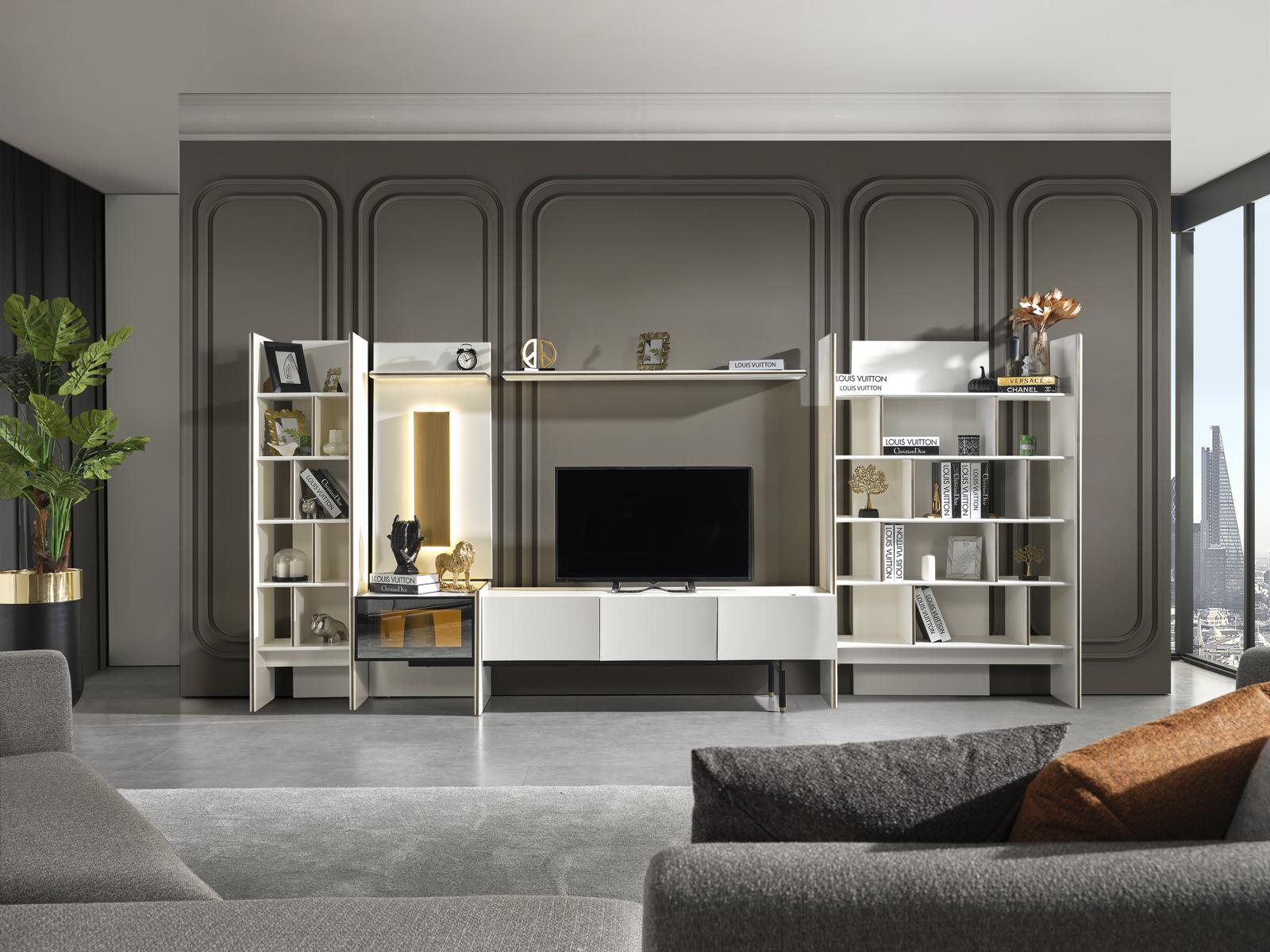 Luxus Wohnwand design Wand Schrank Wohnzimmer Fernseher Wände Regal Luxus Wohnwand design Wand Schrank Wohnzimmer Fernseher Wände Regal von JV Möbel