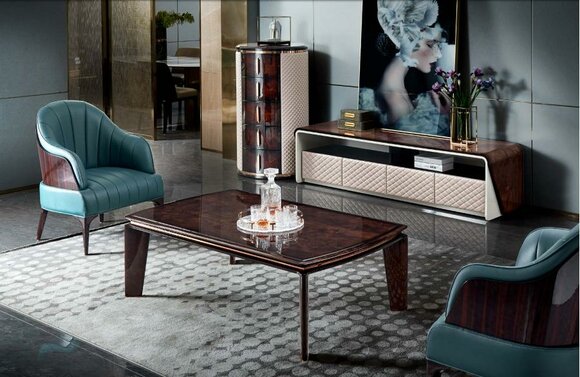 Luxus Wohnzimmer Möbel Sideboard Schrank Leder Hochglanz rtv tv von JV Möbel