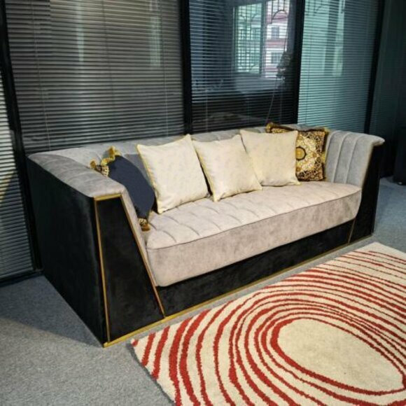 Medusa Sofa Couch Dreisitzer Couchen Polster Möbel Wohnzimmer Stoff von JV Moebel