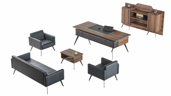 Mehrfarbige Designer Arbeitszimmer Möbel 3-Sitzer Tisch Sideboard Sessel von JV Moebel