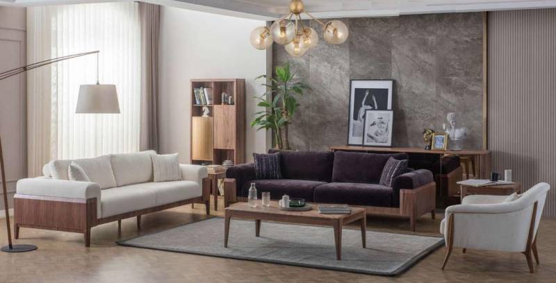 Mehrfarbige Sofagarnitur Designer Weißer 3-Sitzer Luxus Polstersessel von JV Moebel