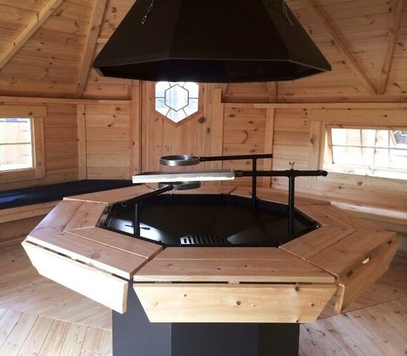 Metall Grill 8 Ecken mit umlaufendem Tisch Bausatz für Ihre bestehende Grillkota von JV Möbel