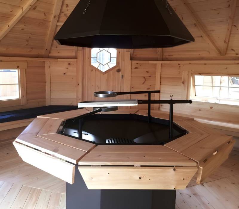 Metall Grill 8 Ecken mit umlaufendem Tisch Bausatz für Ihre bestehende Grillkota von JV Möbel