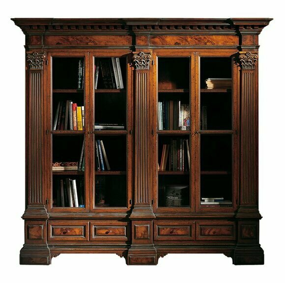 Mittelalterlicher Stil Schrank Vitrine Italienische Möbel Schränke Regal Massiv von JV Moebel
