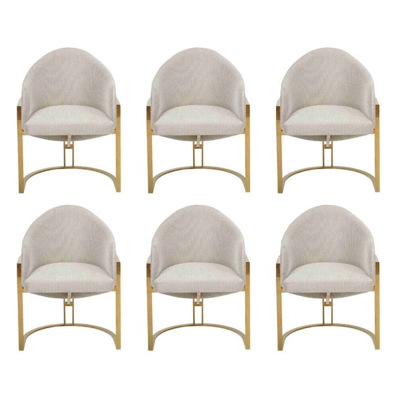Modern 6x Stühle Polsterstuhl Esszimmerstuhl Metall Küchenstuhl Weiß Stilvoll von JV Möbel