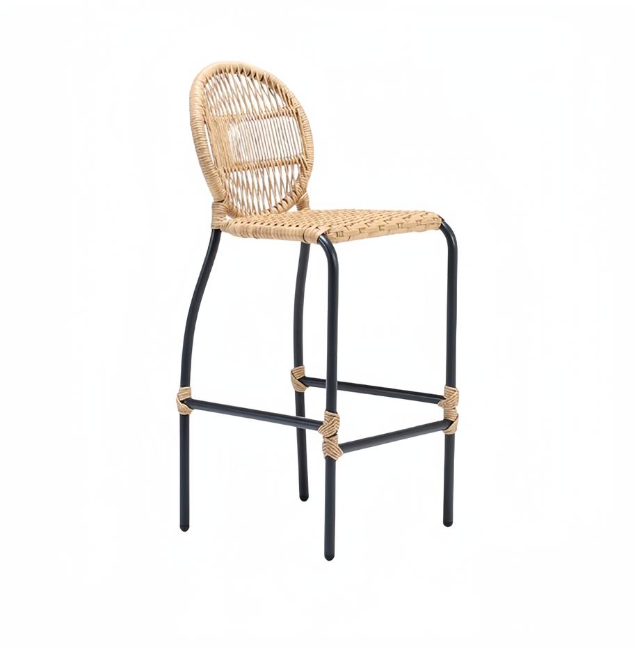 Modern Barhocker Stuhl Designer Terrasse Rattan Esszimmerstuhl Hocker Bar Beige Modern Barhocker Stuhl Designer Terrasse Rattan Esszimmerstuhl Hocker Bar Beige von JV Möbel