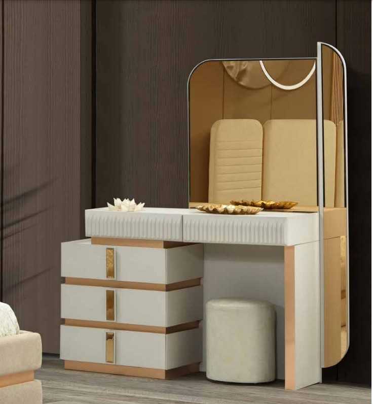 Modern Beige Schminktisch mit Spiegel Höhe 180 cm luxuriös Möbel neu von JV Möbel