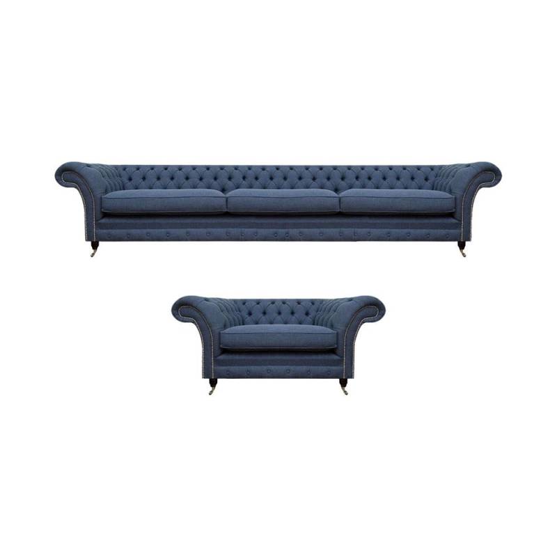 Modern Design Möbel Wohnzimmer Set 2tlg Dreisitze Sofa mit Sessel Chesterfield von JV Möbel