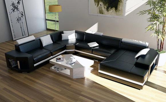 Modern Ecksofa Couch Polster Leder Design Sofa Garnitur Wohnlandschaft PH129 von JV Moebel