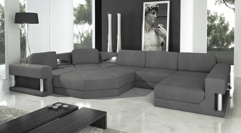 Modern Ecksofa Couch Polster Leder Design Sofa Garnitur Wohnlandschaft ParlameC von JV Möbel
