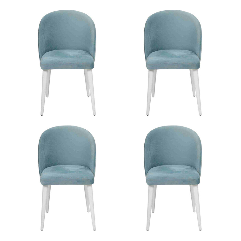 Modern Esszimmer Holz 4x Stühle Blau Ohne Armlehne Neu Design Polster Stuhl von JV Möbel