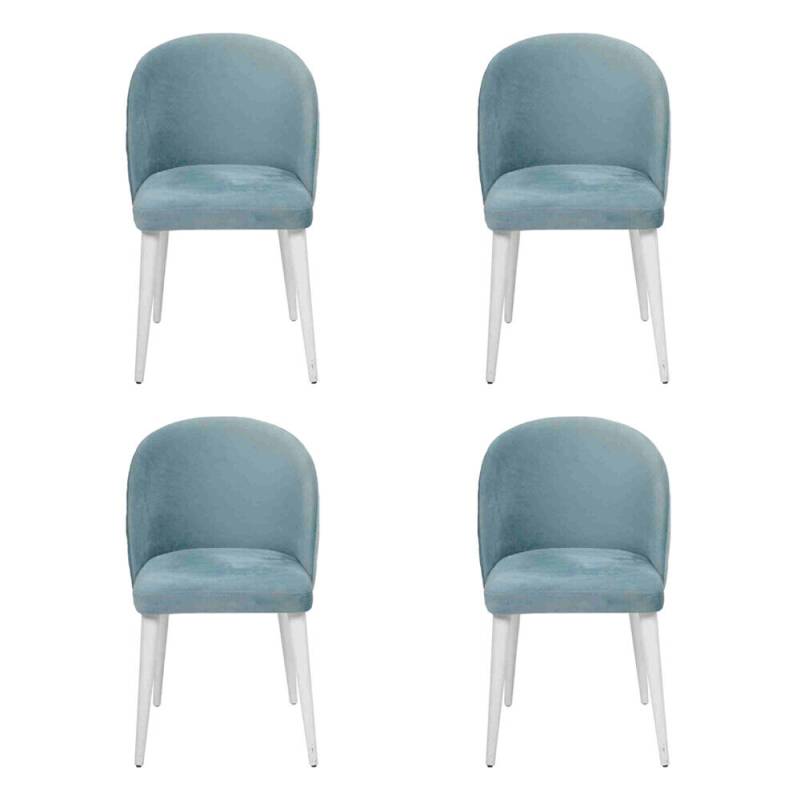 Modern Esszimmer Holz 4x Stühle Blau Ohne Armlehne Neu Design Polster Stuhl von JV Möbel