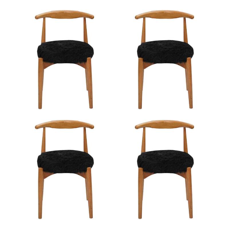 Modern Esszimmer Holz 4x Stühle Braun Ohne Armlehne Design gepolsterter Stuhl von JV Möbel