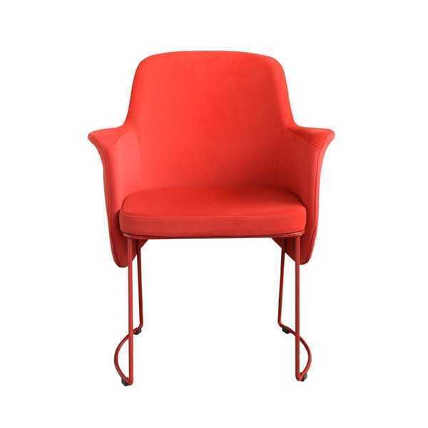 Modern Esszimmerstuhl Stuhl Küchenstuhl Sessel Sitzer Stoff Modern Holz Rot von JV Möbel