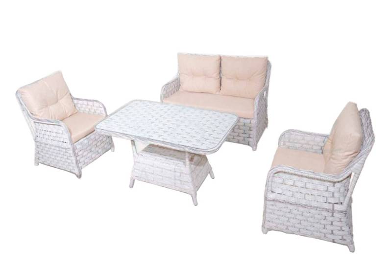 Modern Garten Möbel Set 4tlg. Designer 2-Sitzer 2x Polster Sessel Couchtisch von JV Möbel