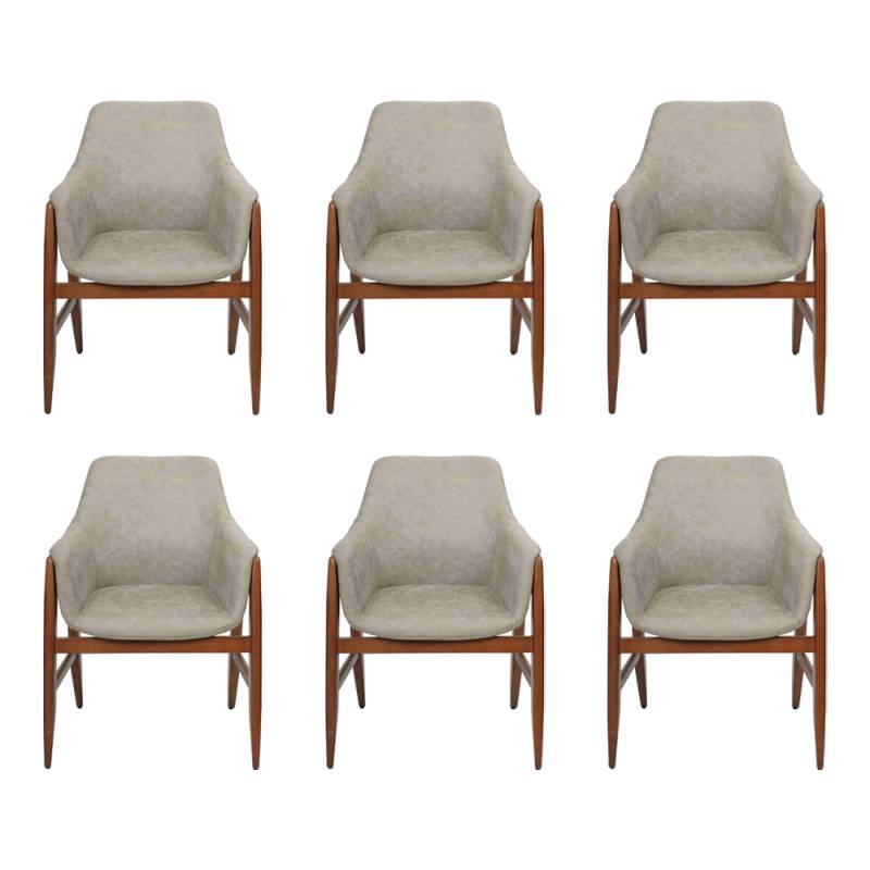 Modern Grau Stuhl Esszimmerstuhl 6x Stühle Küchenstuhl Lehnstuhl Holz Stoff von JV Möbel