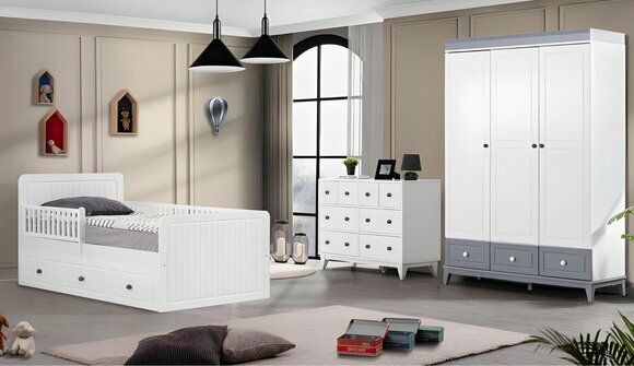 Modern Kinderzimmer Set Besteht aus Kinderbett stilvoll Holz Kommode neu von JV Moebel