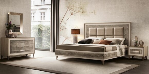 Modern Schlafzimmer Set Bett Nachttisch Kommode Spiegel Neu 4tlg. arredoclassic von JV Möbel