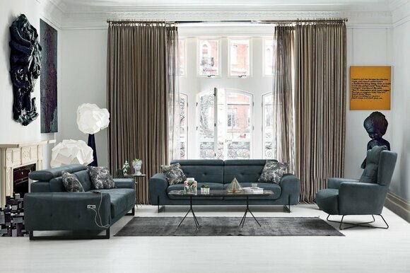 Modern Set 3 tlg Wohnzimmer Sofagarnitur Designer Sitzmöbel Polstersessel Neu von JV Moebel