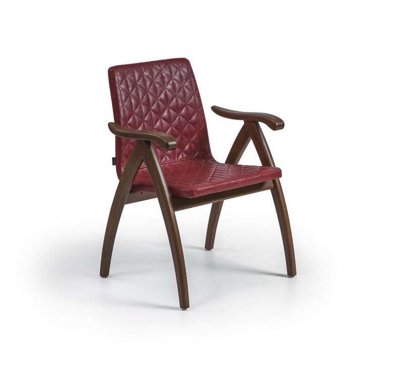 Modern Stuhl mit Armlehnen Leder Sitz Design Holz Stühle Esszimmer von JV Möbel