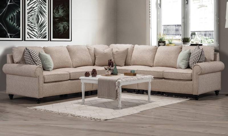 Modern Wohnzimmer Ecksofa-L-Form Design Beige Möbel Luxus Sofa Einrichtung von JV Möbel