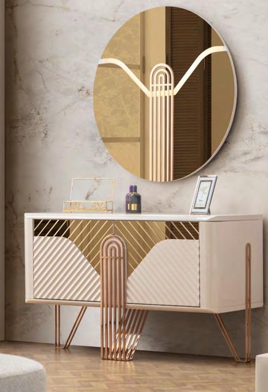 Moderne Beige Kommode Schlafzimmer Konsole Edelstahl Luxus Möbel Neu von JV Möbel