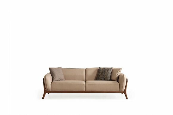 Moderne Beige Textilcouch Designer Möbel Wohnzimmer Edle Polstersofas von JV Moebel