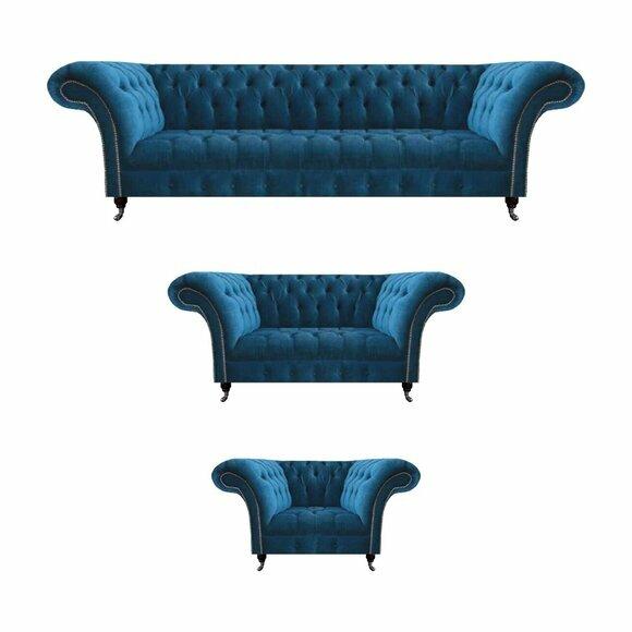 Moderne Blaue Chesterfield Polster Sitzmöbel Luxuriöser 4-Sitzer Sessel Moderne Blaue Chesterfield Polster Sitzmöbel Luxuriöser 4-Sitzer Sessel von JV Moebel