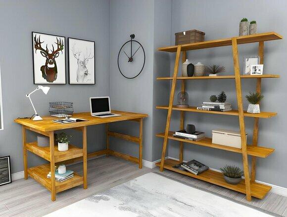 Moderne Braune Arbeitszimmer Möbel Designer Holz Schreibtisch Bücherregal von JV Moebel