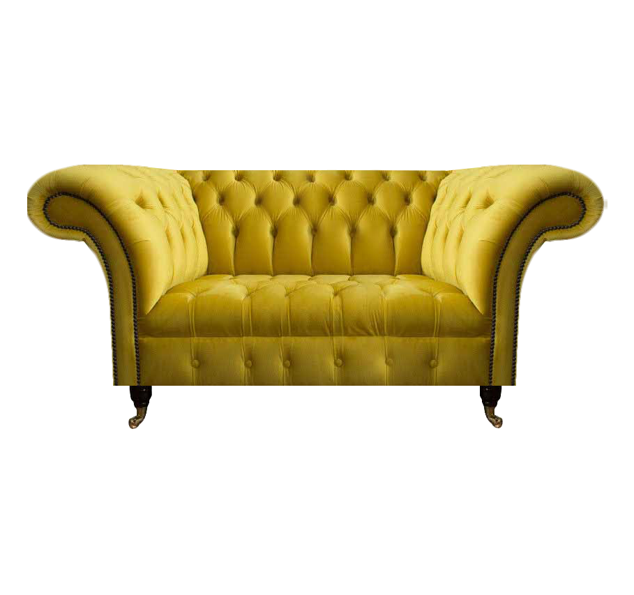 Moderne Chesterfield Sitzmöbel Gelber Zweisitzer Designer Stoffcouch Moderne Chesterfield Sitzmöbel Gelber Zweisitzer Designer Stoffcouch von JV Möbel