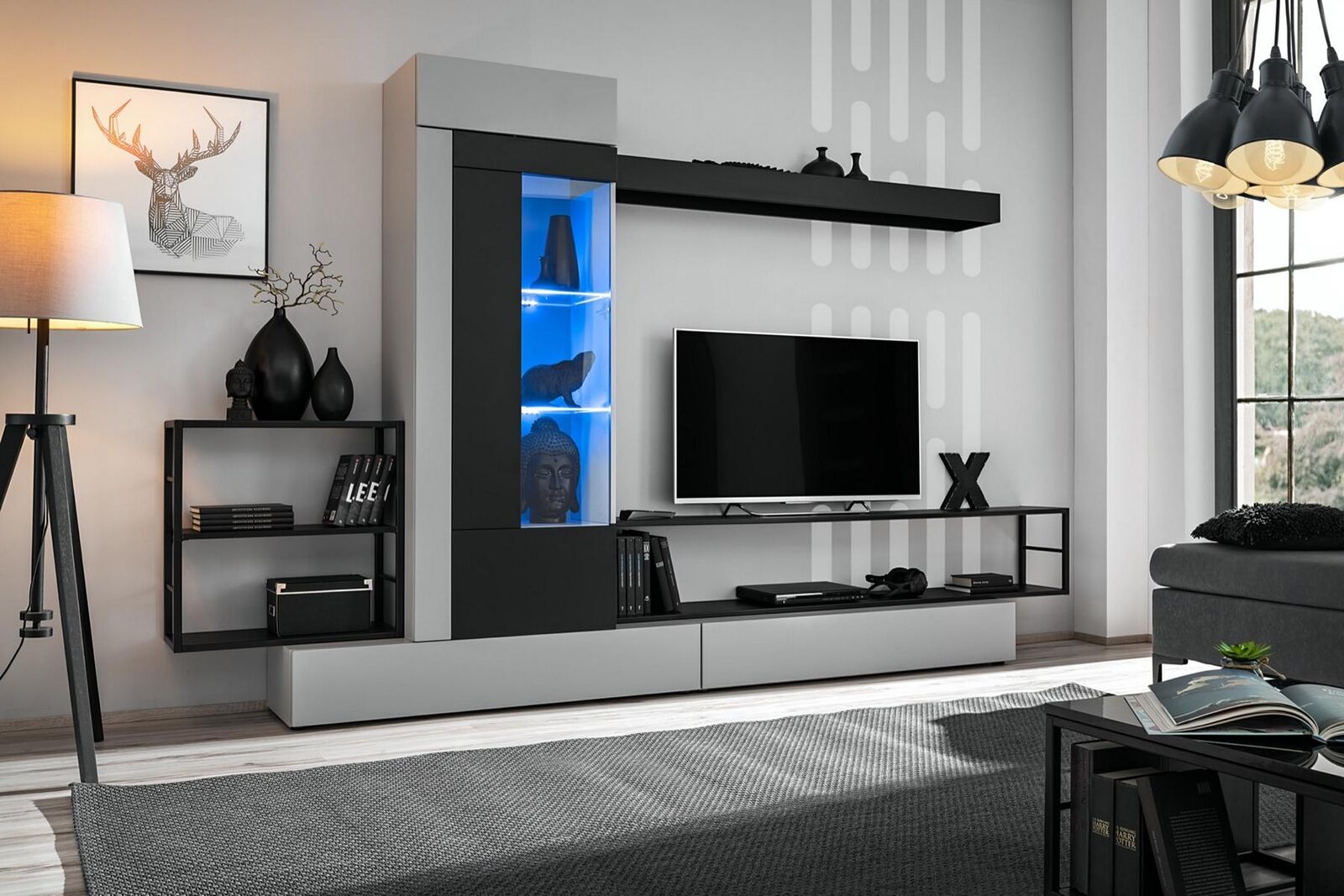 Moderne Design Wohnwand TV-Ständer Holz Wand Regale Luxus Wohnzimmer Einrichtung Moderne Design Wohnwand TV-Ständer Holz Wand Regale Luxus Wohnzimmer Einrichtung von JV Möbel