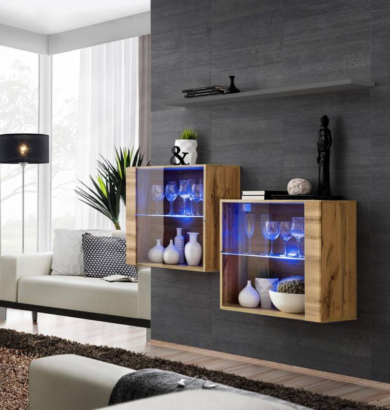 Moderne Designer Wohnwand Wohnzimmer Wand Schränke Braun Möbel Luxus von JV Möbel